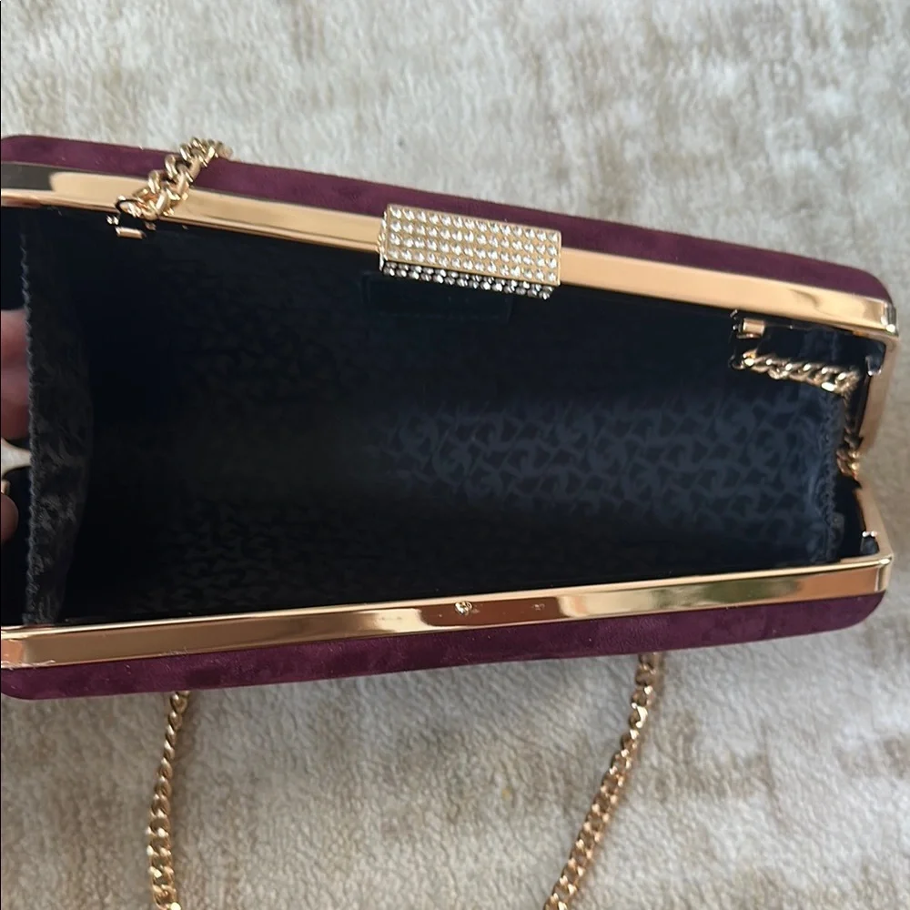 Women’s Burgundy Suede Chain Clutch